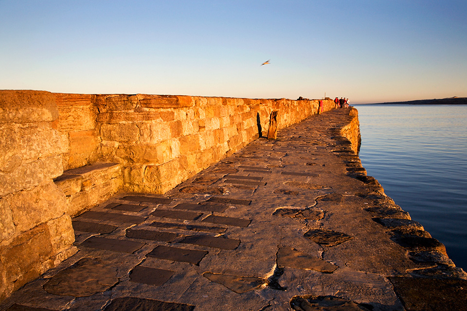 Walking on the Pier at Sunset, St Andrews Harbour
